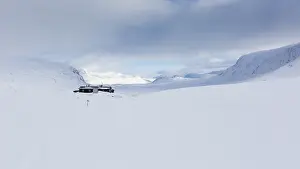 Hut on the Tjaktja Pass, Kungsleden or king's trail