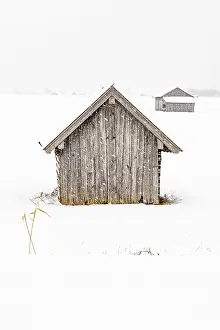 Hut, wooden hut, snow, snowy, snowfall