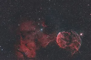 IC443, jellyfish nebula, galactic supernova remnant in the constellation Gemini on the ecliptic