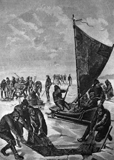 Ice fishing on a north German inland water