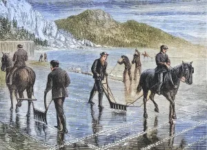 Ice harvesting on the Hudson River in the 1870s