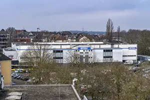 The ice rink in Essen-West, residential building