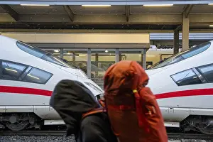 ICE train on the platform in Essen Central Station
