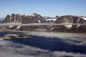 Category Mountain Landscapes Prints: Iceberg, ice and islands, in a fjord