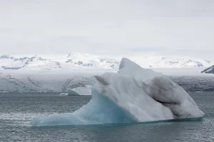 Icebergs on the Joekulsarlon glacial lake or lagoon