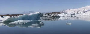Icebergs on the Joekulsarlon glacial lake or lagoon
