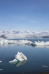 Icebergs on the Joekulsarlon glacial lake or lagoon