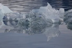 Icebergs on the Joekulsarlon glacial lake or lagoon