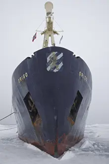 Icebreaker Origo moored in pack ice