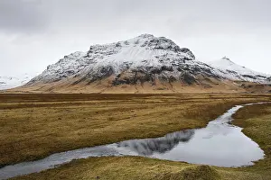 Icelandic Landscape with katla volcano reflected on water