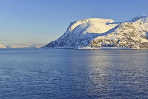Icey coast at blue fjord, Altafjord near Oksfjord