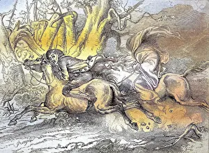 Ichabod Bennet Crane pursued by a masked knight