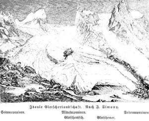 Ideal image of a glacier landscape with moraines
