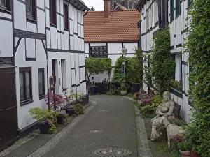 Idyllic alley with half-timbered houses