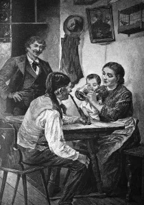 Idyllic family life, historical illlustration