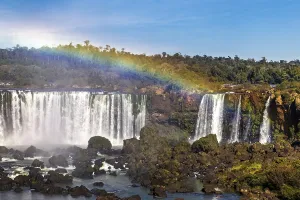 Iguazu waterfalls with rainbow