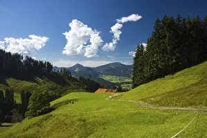 Category Mountain Landscapes Prints: Illertal near Oberstdorf, behind the group of listeners