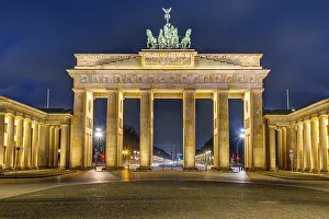 The illuminated Brandenburg Gate in Berlin at night