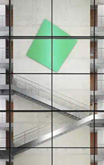 Detail of the illuminated front of the library of the German Bundestag in Berlin