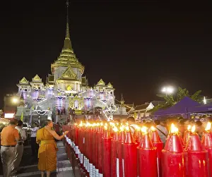 Category Buddhism Prints: Illuminated Phra Maha Mondop of the Wat Traimit temple
