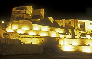 Illuminated Santo Domingo church in Cusco