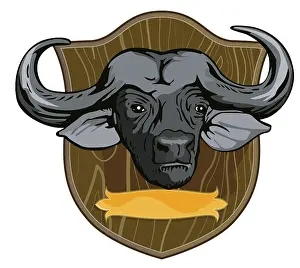 Illustration of an african buffalo done in retro style