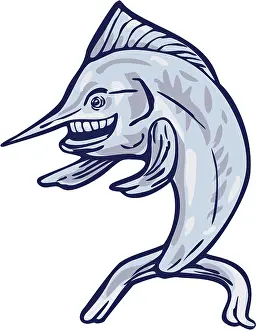 Illustration of a blue marlin fish happy