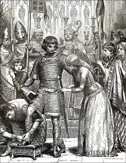 Illustration of initiation into the order of Knighthood