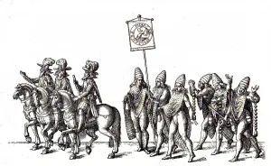 Illustration of a princely parade and knightly games
