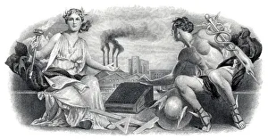 Detail of the illustration in the vignette of a historical stock certificate