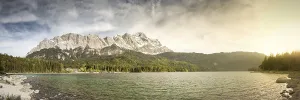 An image of the Eibsee and the Zugspitze in Bavaria Germany