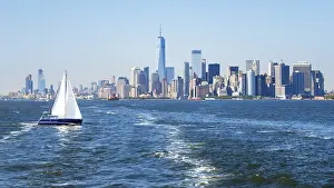 An image of New York City Manhattan skyline from the sea