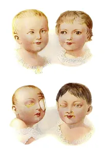 Images from a medical book, children's eye diseases