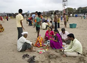 Category Historic EN Prints: Immersion ceremony of lord ganesh elephant headed god at Mahim beach