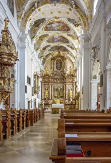 Impression in the Basilica church with the Franciscan monastery in Frauenkirchen