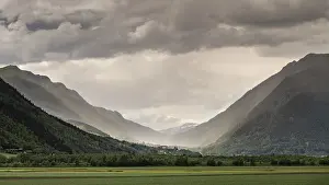 Impressive mountain landscape with dramatic sky