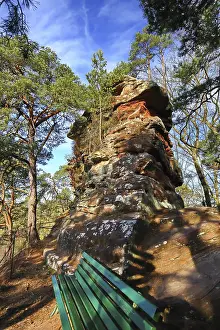 Impressive sandstone rock in the Dahner Felsenland next to Gruner Bank