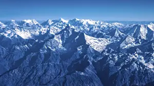 Impressive snow-capped peaks in the Himalayas