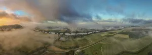 An impressive view of the misty Lower Bavarian landscape that frames the Danube near Bogen