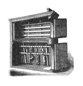 Improved ice box, historical illustration from: Marie Adenfeller