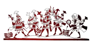 Inca warrior, painting on an ancient Peruvian vase