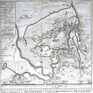 India map, Carte du district de Tranquebar Caart des Regtsgebieds van Trankanbar