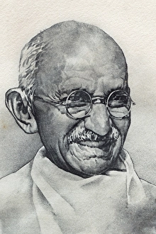 Indian freedom fighter, mahatma gandhi painting, india, asia