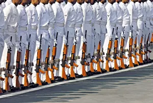 Category Historic EN Prints: Indian navy officers on flight deck of INS viraat R22 indian navy