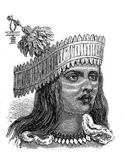 Indians, here a man with feather jewellery from California