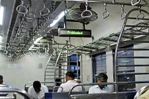 Indicator inside train Prabhadevi Railway Station