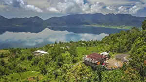 Indonesian home above volcanic Lake Maninjao in Sumatra Island