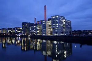 Industrial building, heating plant in the Westhafen harbor