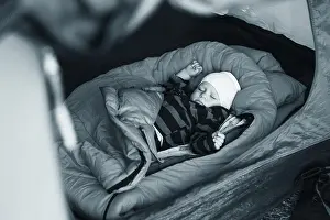 Infant Boy sleeping in the tent