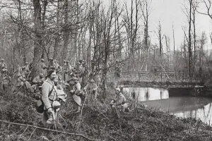 Infantry section guarding a railway line